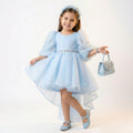 Toddler Organza High-Low Gown with Crystal Belt & Back Bow
