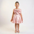 Girls Satin Party Dress with Oversized Crystal Bow