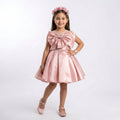 Big Girls Formal Satin Dress with Statement Bow Accent