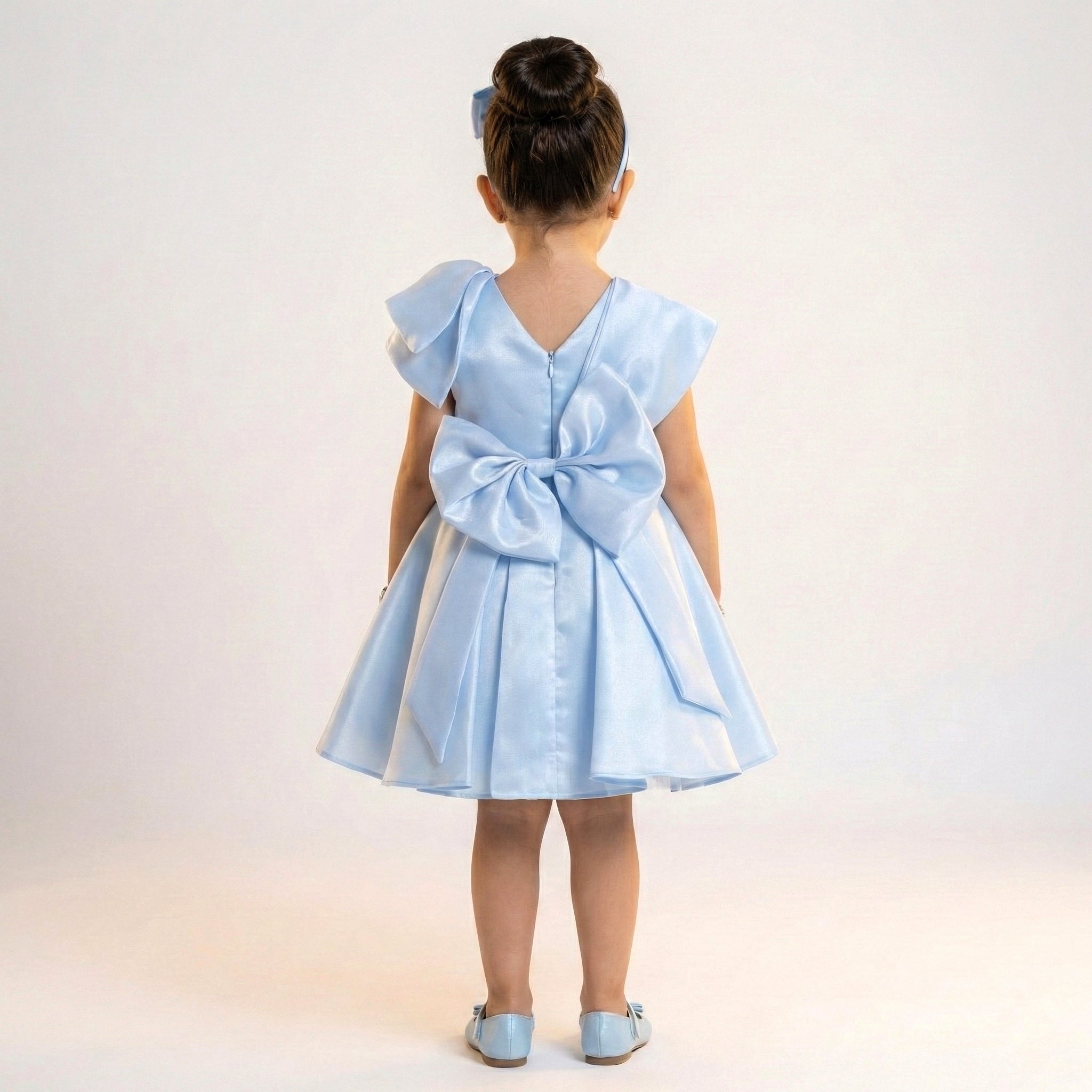 Enchanted Satin Bow Party Dress with Crystal Belt – Toddler & Preschooler Edition