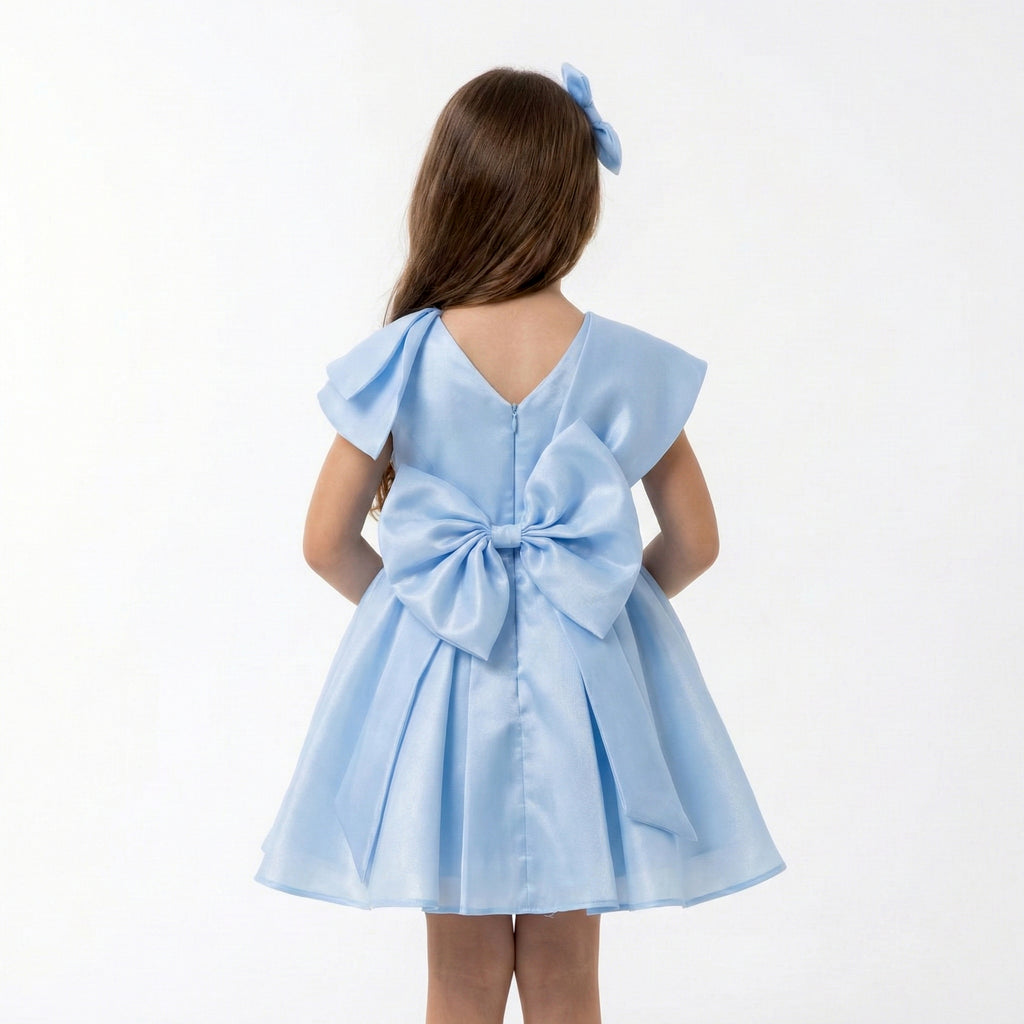 Girls’ Luxury Pleated Satin Gala Dress with Crystal Embellishment