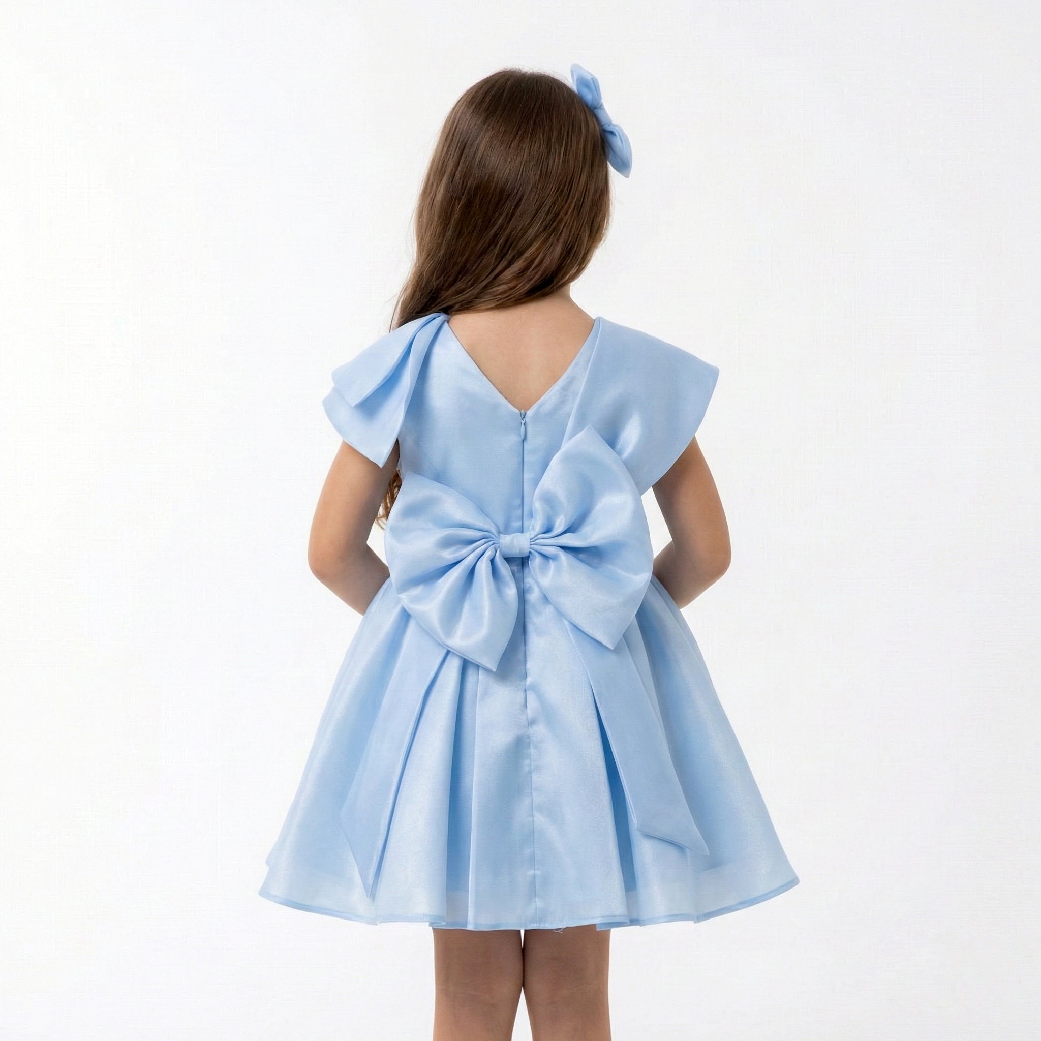 Girls’ Luxury Pleated Satin Gala Dress with Crystal Embellishment