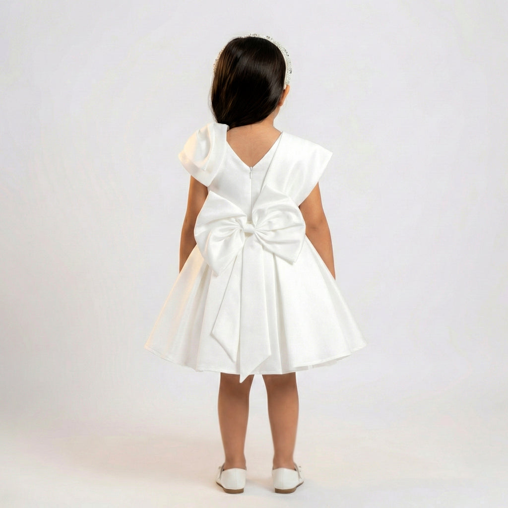 Enchanted Satin Bow Party Dress with Crystal Belt – Toddler & Preschooler Edition