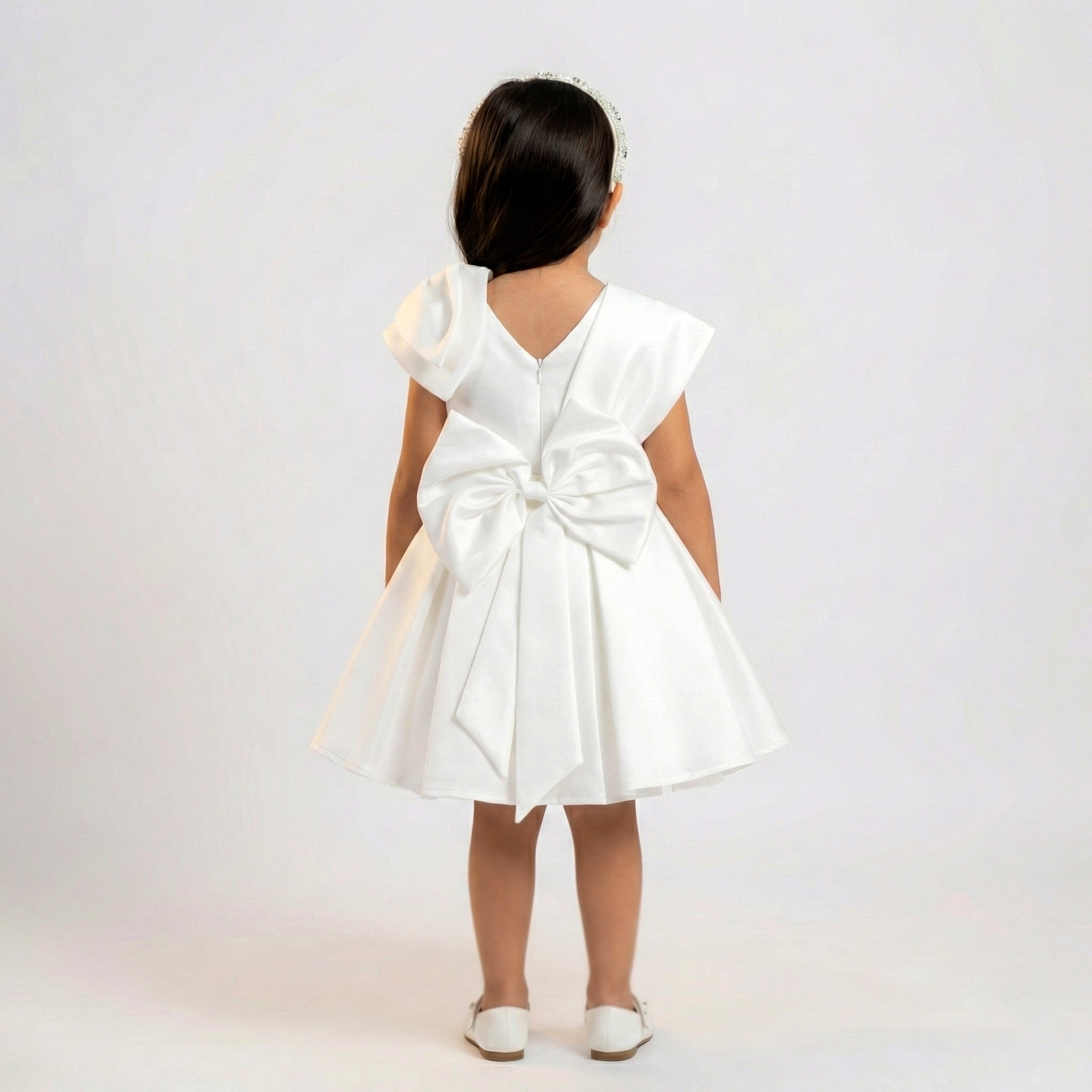 Enchanted Satin Bow Party Dress with Crystal Belt – Toddler & Preschooler Edition
