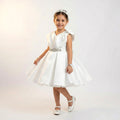 Signature Asymmetrical Satin Occasion Dress with Rhinestone Accents