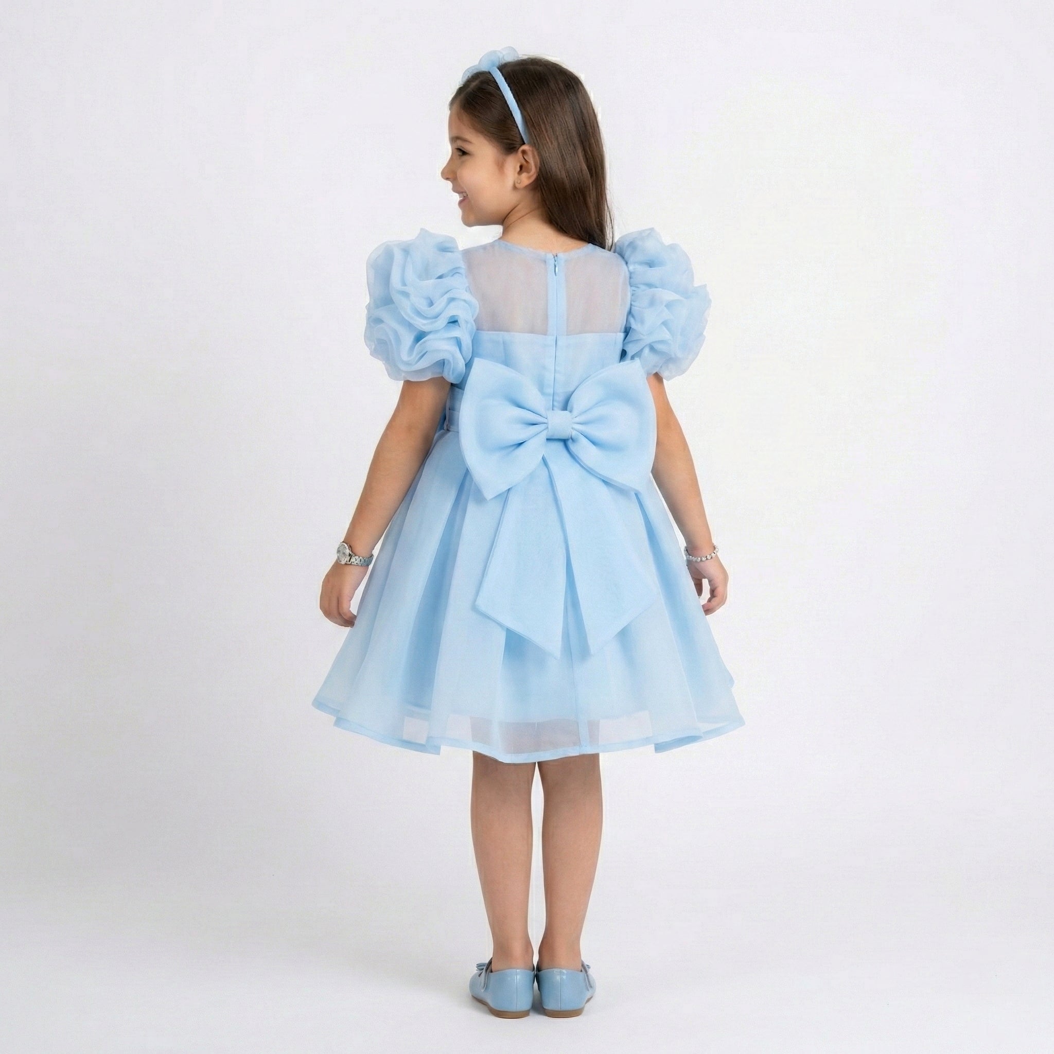 Luxury Girls’ Tiered Chiffon Formal Dress with Statement Rosette