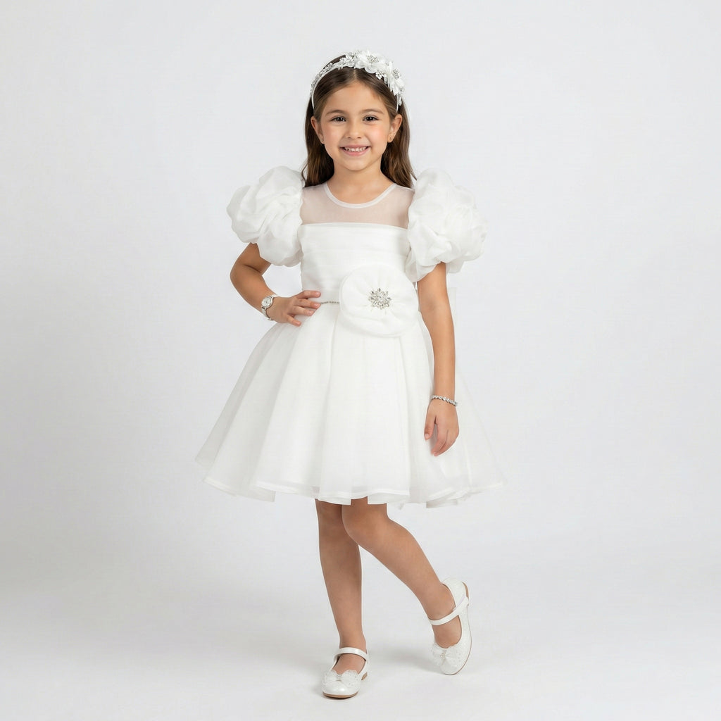 Luxury Girls’ Tiered Chiffon Formal Dress with Statement Rosette