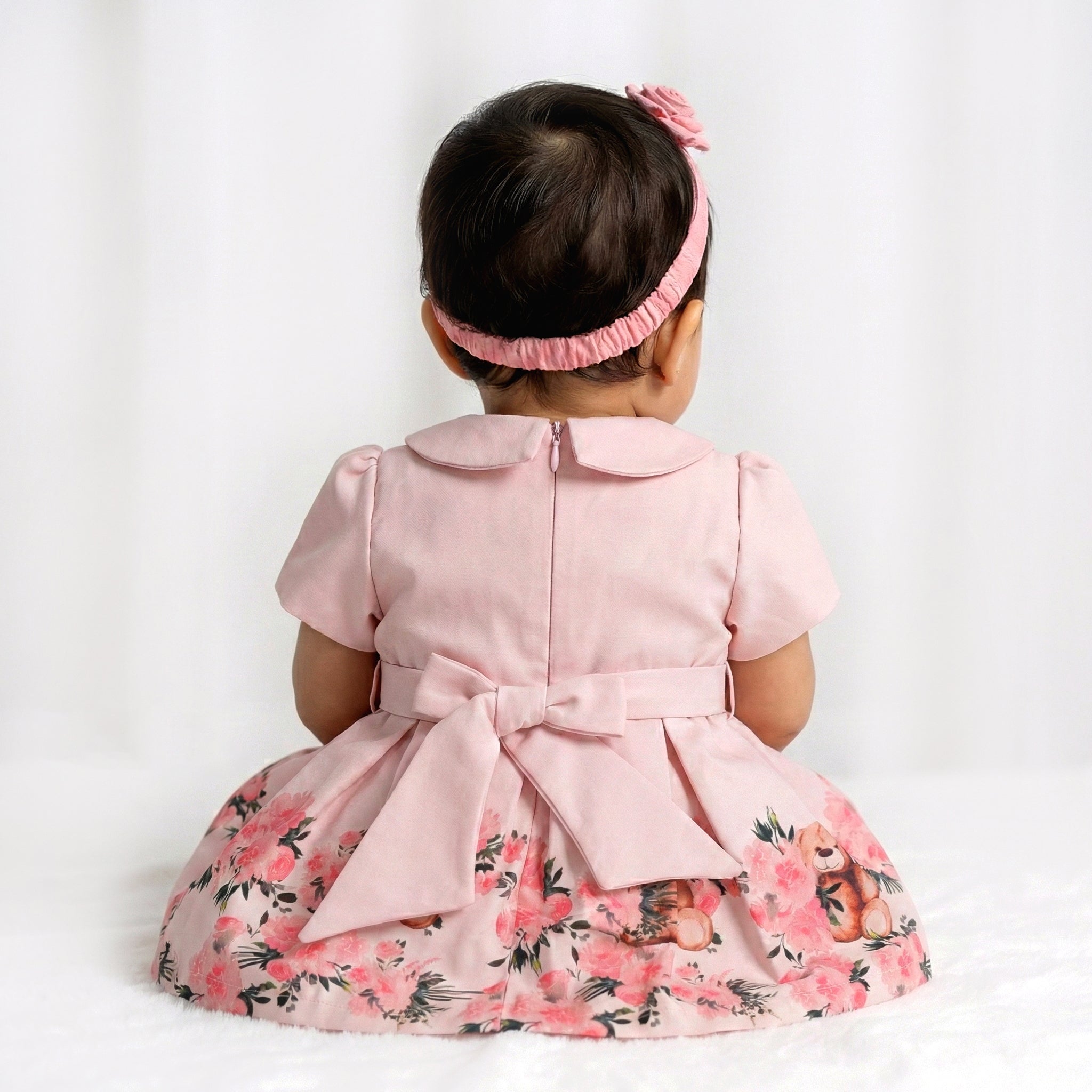 Toddler Girls’ Pink "Teddy Garden" Party Dress – Vintage-Inspired