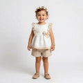 Girls’ Elegant Lace-Detail Tunic & Tailored Short Set