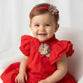 Toddler Girls’ Bold Red Ruffle Dress with Designer-Inspired Rosette