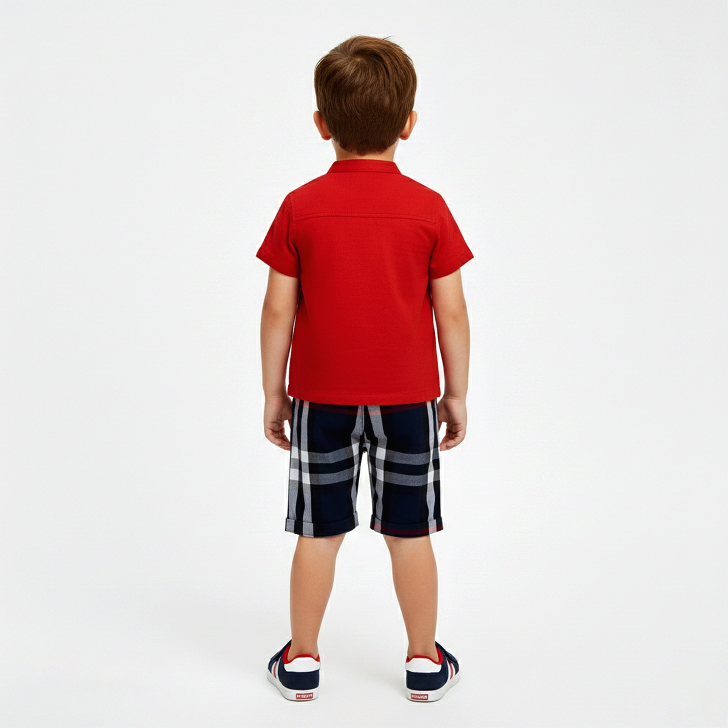 Boys 3-Piece Smart-Casual Set with Short-Sleeve Mandarin Collar Shirt