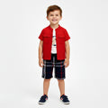 Toddler Boys’ Adventure-Ready Plaid & Red Shirt 3-Piece Set