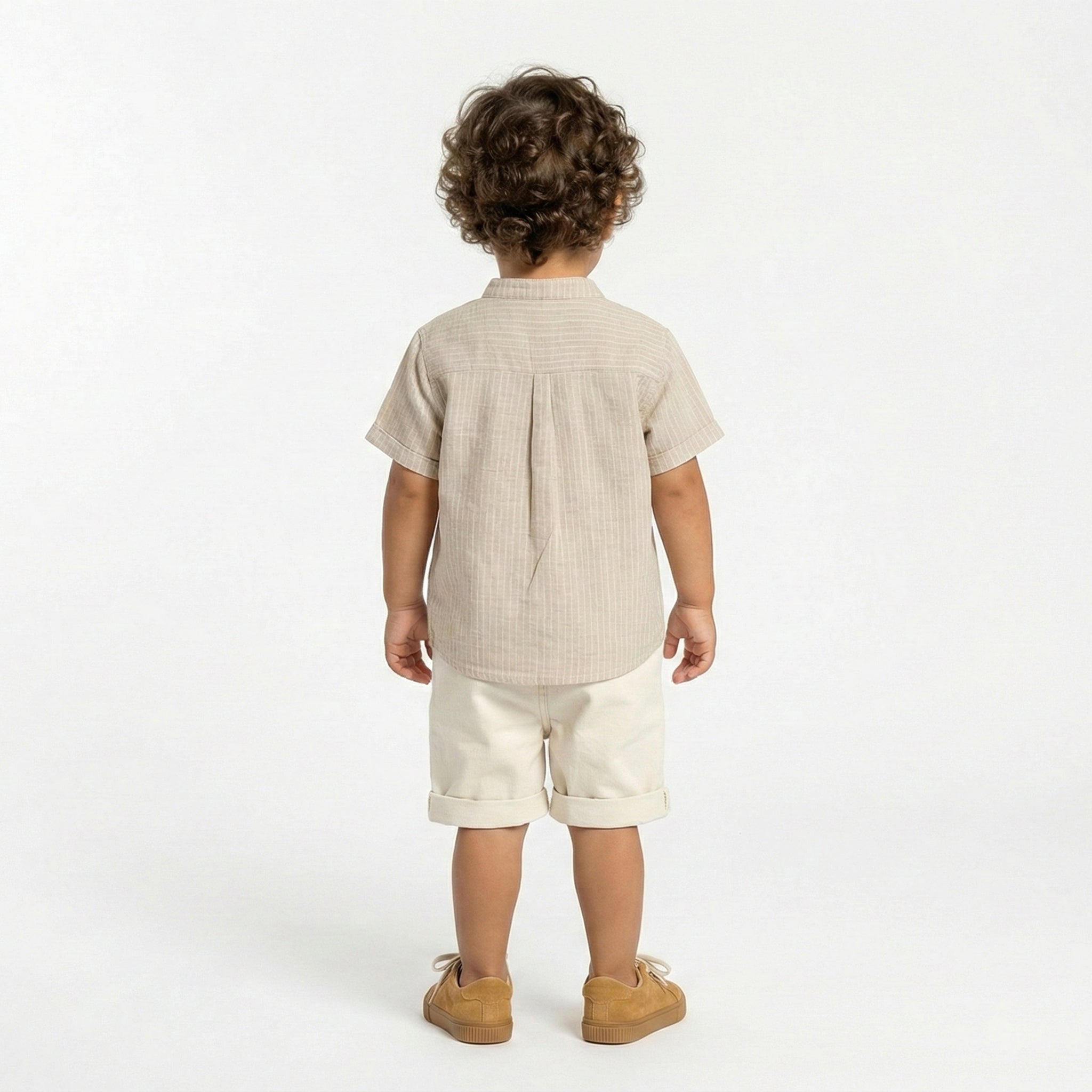 Toddler Tailored Striped Henley & Cuffed Twill Shorts Set