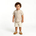 Toddler Tailored Striped Henley & Cuffed Twill Shorts Set