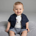 Baby Boy’s Classic Navy Linen-Style Shirt & Textured Short Set