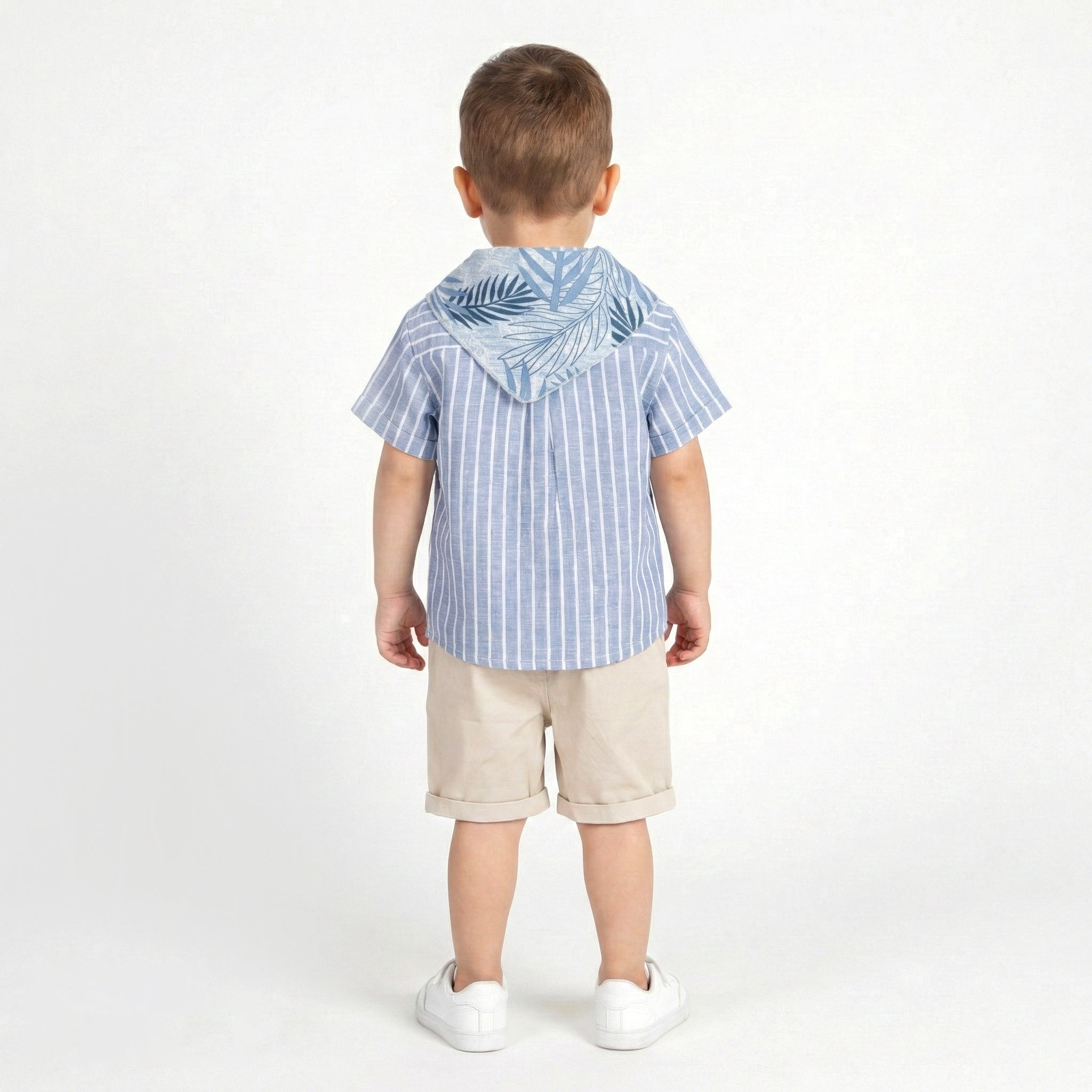 Boys' Two-Piece Summer Set with Striped Button-Down and Casual Shorts