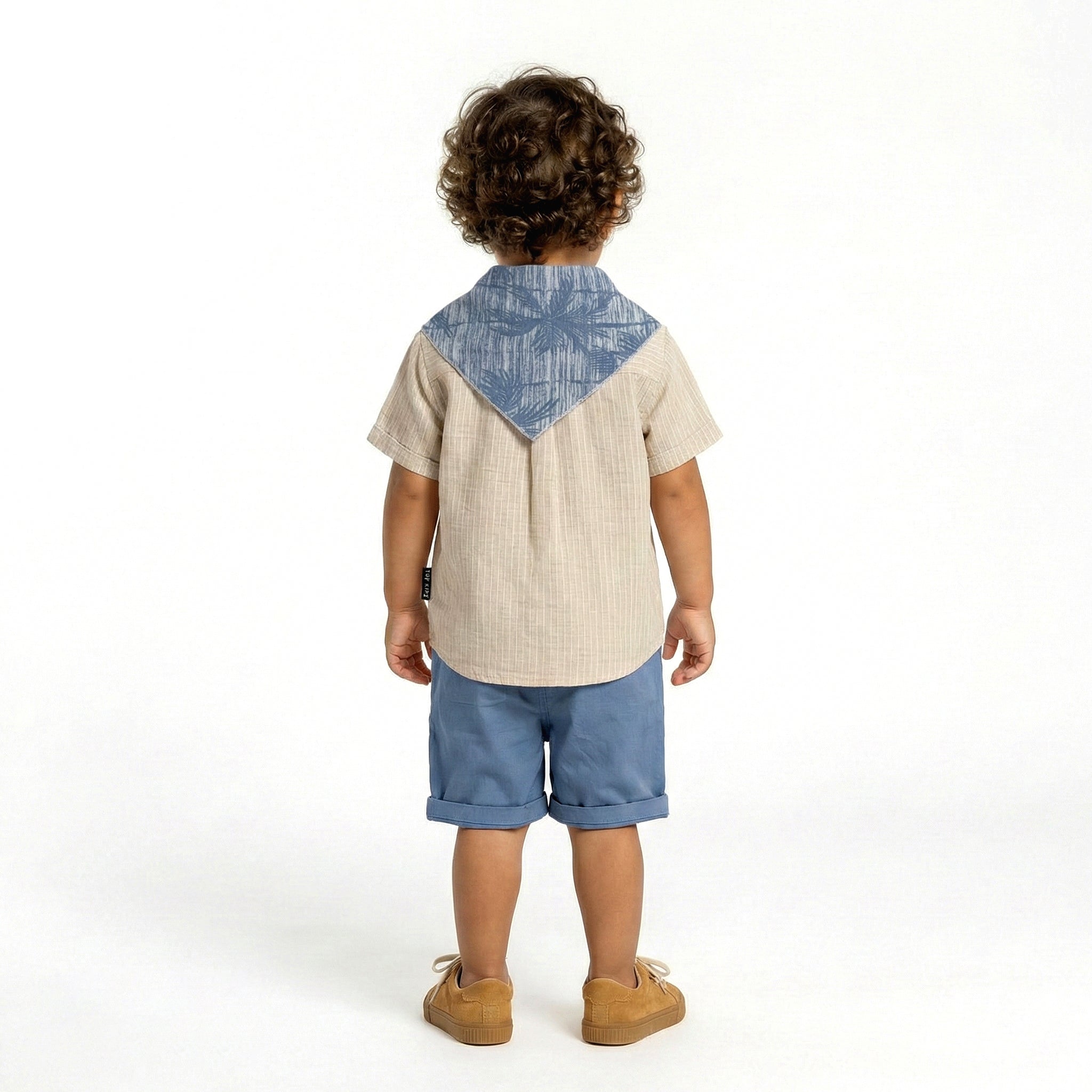 Toddler 3-Piece "Little Captain" Henley & Shorts Set with Styled Scarf
