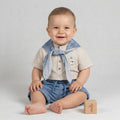 Infant 3-Piece Nautical Bear Set: Striped Henley, Shorts & Matching Kerchief