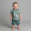 Baby Boy’s Elegant Tropical Scarf & Textured Shirt Set