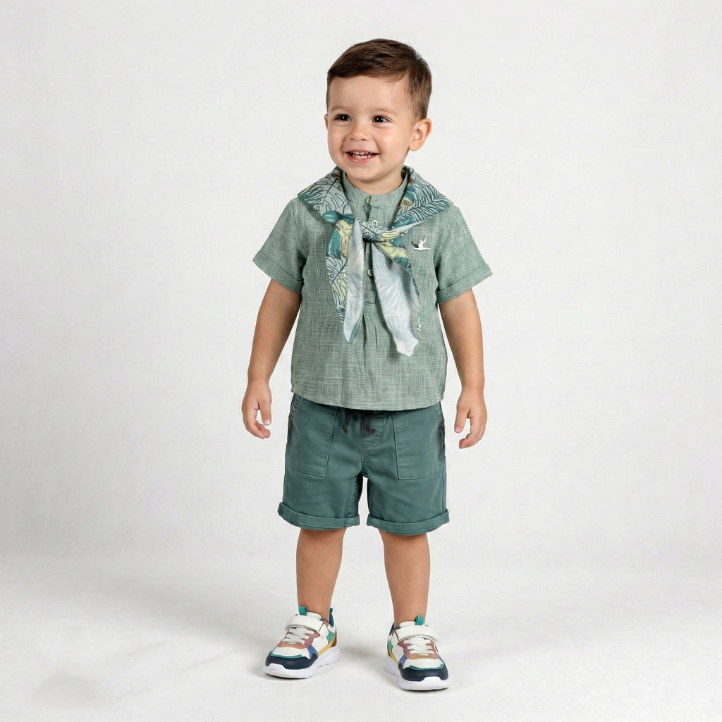 Toddler Boy’s Boutique Tropical Scarf & Tailored Short Set