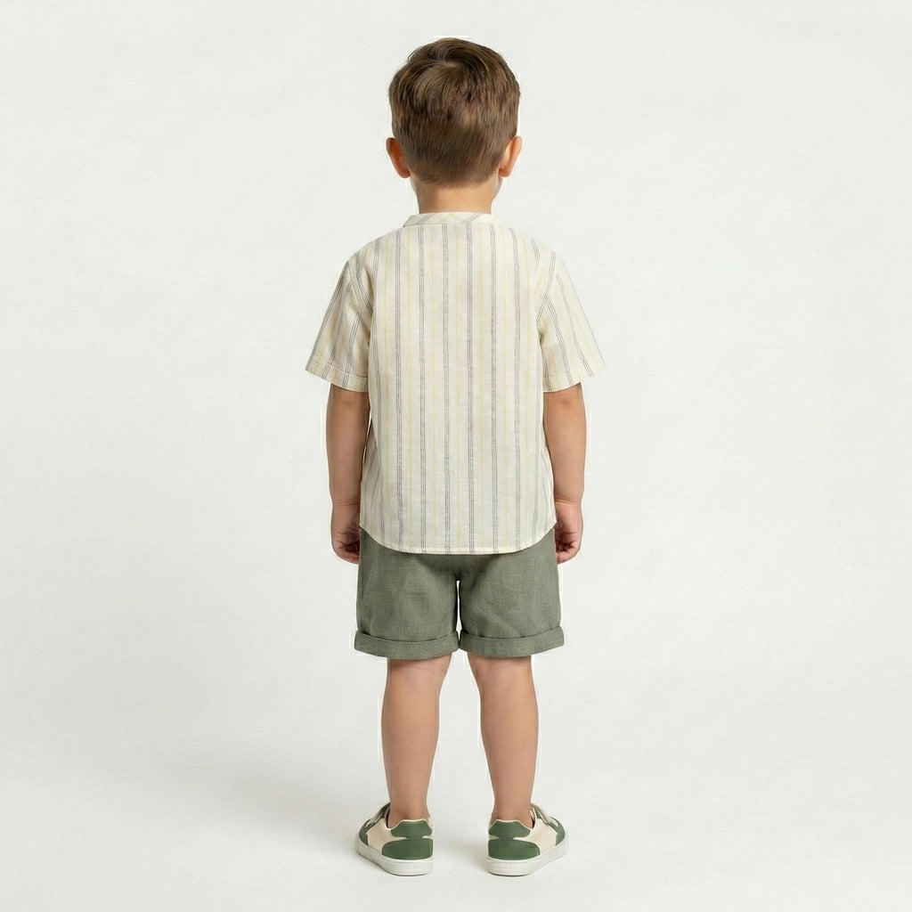 Toddler Three-Piece "The Original" Bear Tee & Tailored Olive Shorts