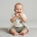 Infant Soft Cotton Bear Graphic Tee & Herringbone Shorts Set