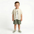Toddler Three-Piece "The Original" Bear Tee & Tailored Olive Shorts