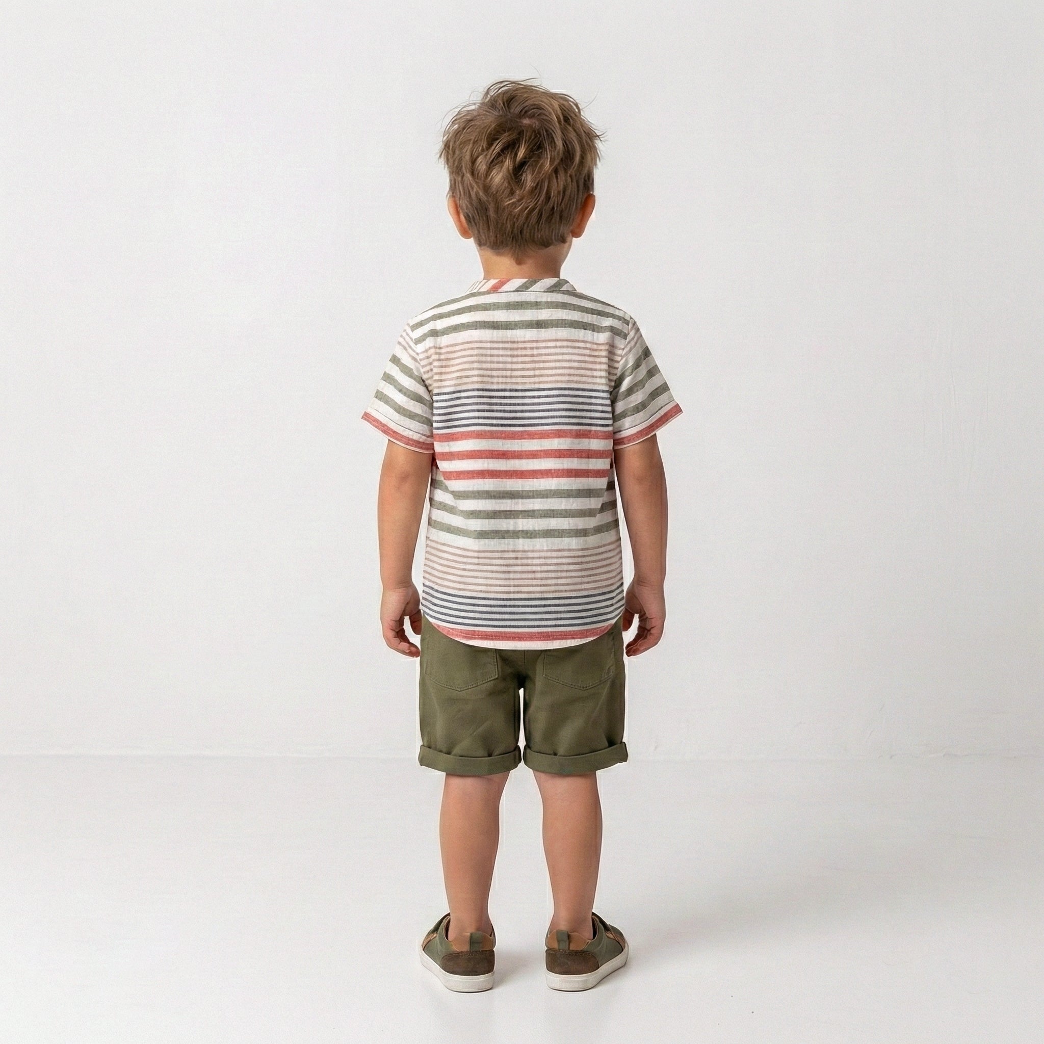 Toddler Boy’s Adventure-Ready Striped Henley & Olive Short Set