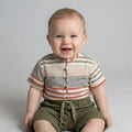 Baby Boy’s Classic Striped Henley & Olive Twill Short Set