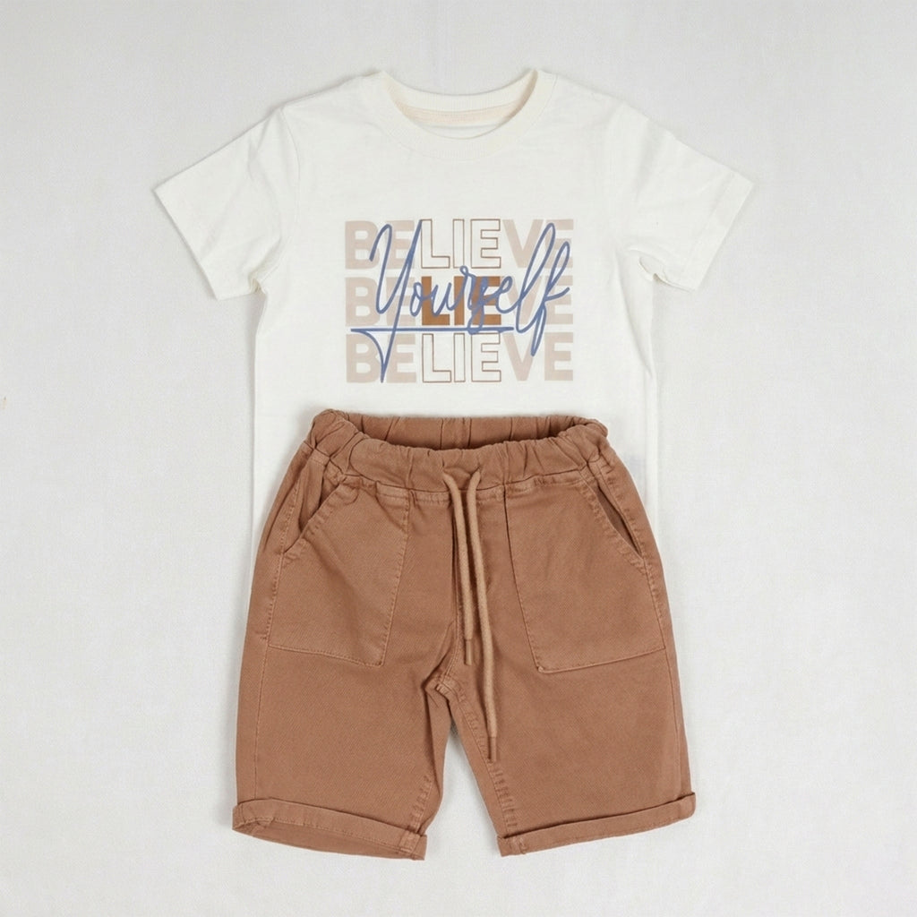 Boys 3-Piece Smart-Casual Set with Checkered Short-Sleeve Shirt