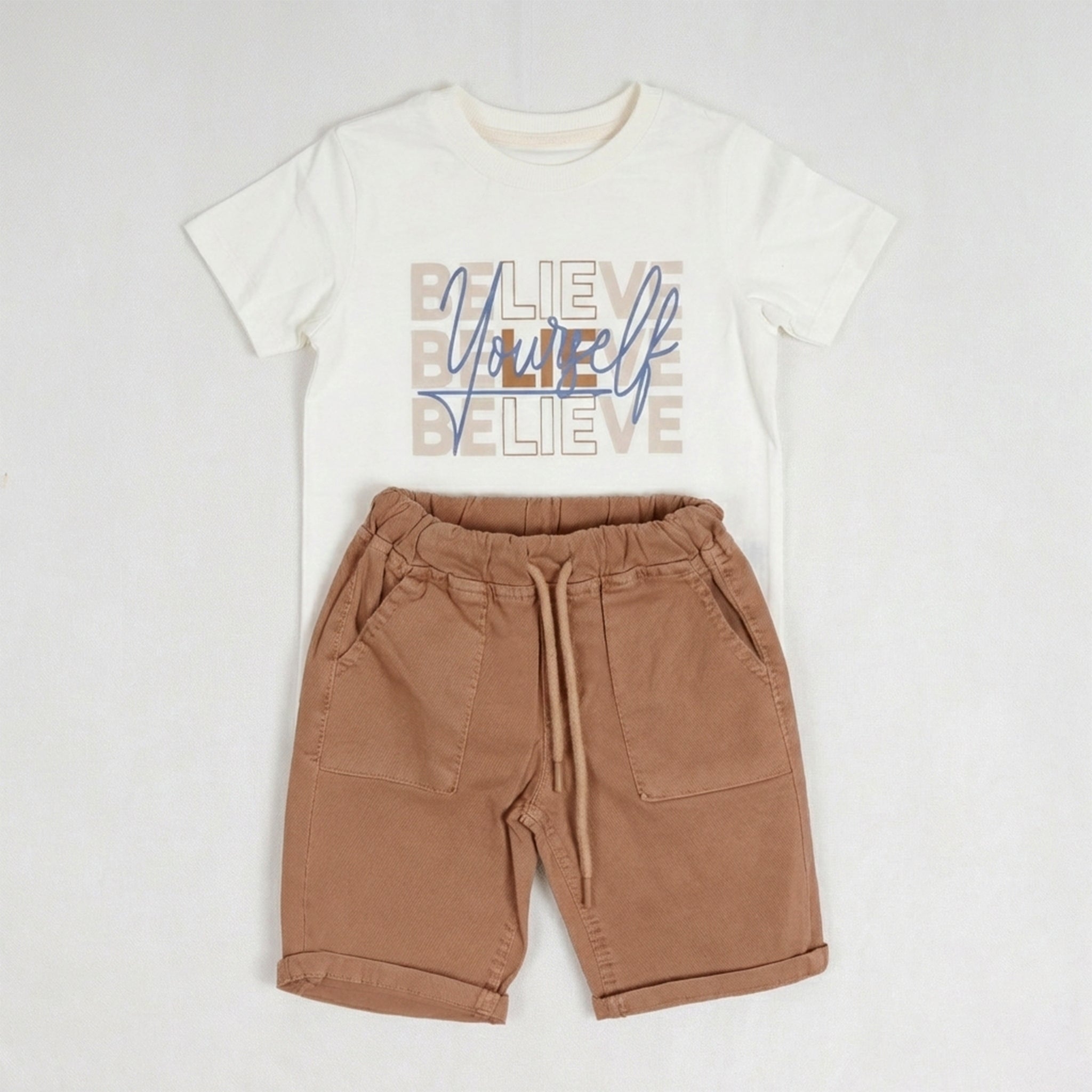 Boys 3-Piece Smart-Casual Set with Checkered Short-Sleeve Shirt