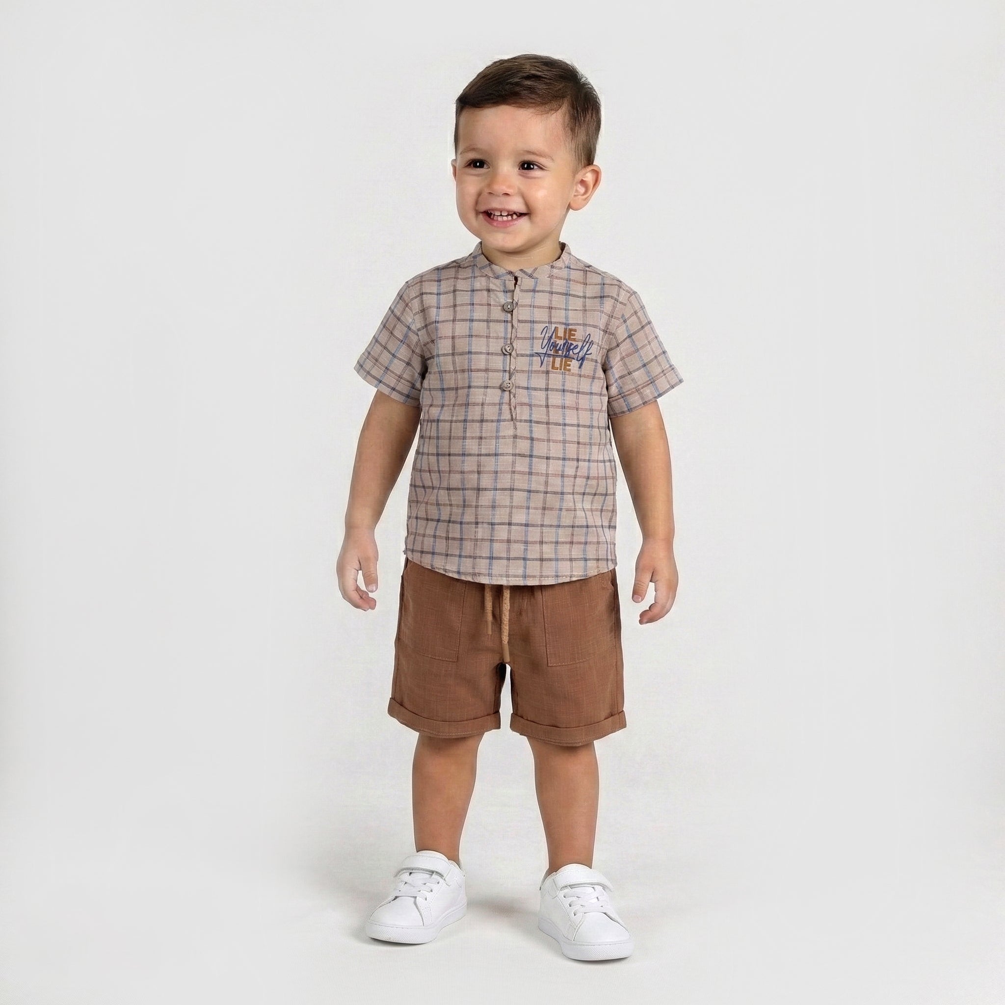 Toddler Tailored Windowpane Check Shirt & Classic Shorts Set