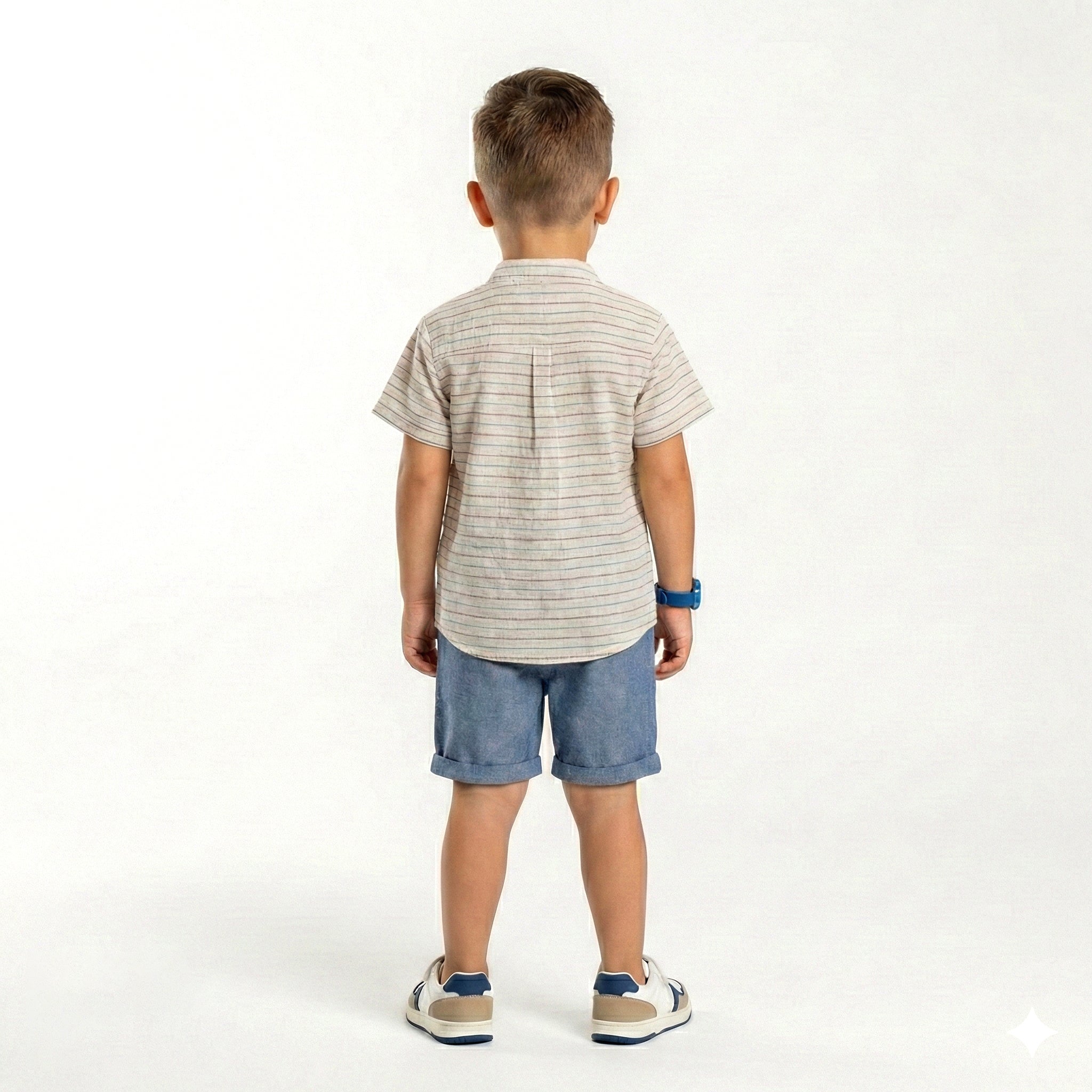 Toddler Tailored Striped Henley Shirt & Cuffed Shorts Set