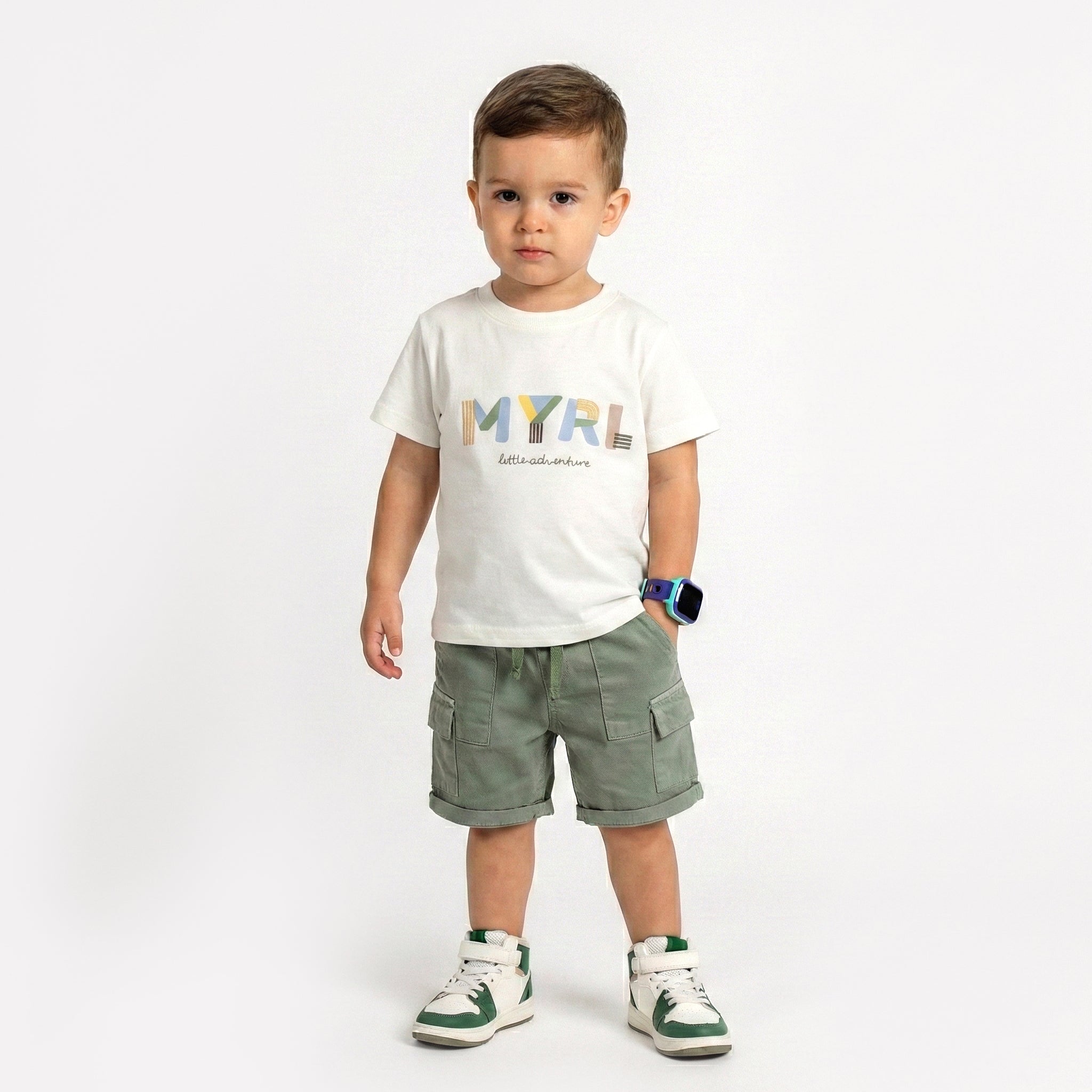 Toddler 3-Piece "Little Adventure" Striped Shirt & Tailored Shorts Set