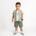 Toddler 3-Piece "Little Adventure" Striped Shirt & Tailored Shorts Set