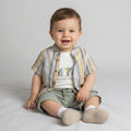 Infant 3-Piece Layered Adventure Set: Striped Linen-Blend Shirt, Tee & Shorts
