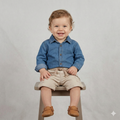 Infant Soft-Wash Denim Shirt & Cargo Shorts Set