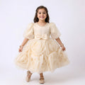 Girls' Statement Rose-Appliqué Formal Dress with Bow Waist