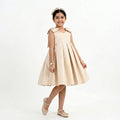 Girls' Sophisticated Satin Gala Dress with Structural Bow Details