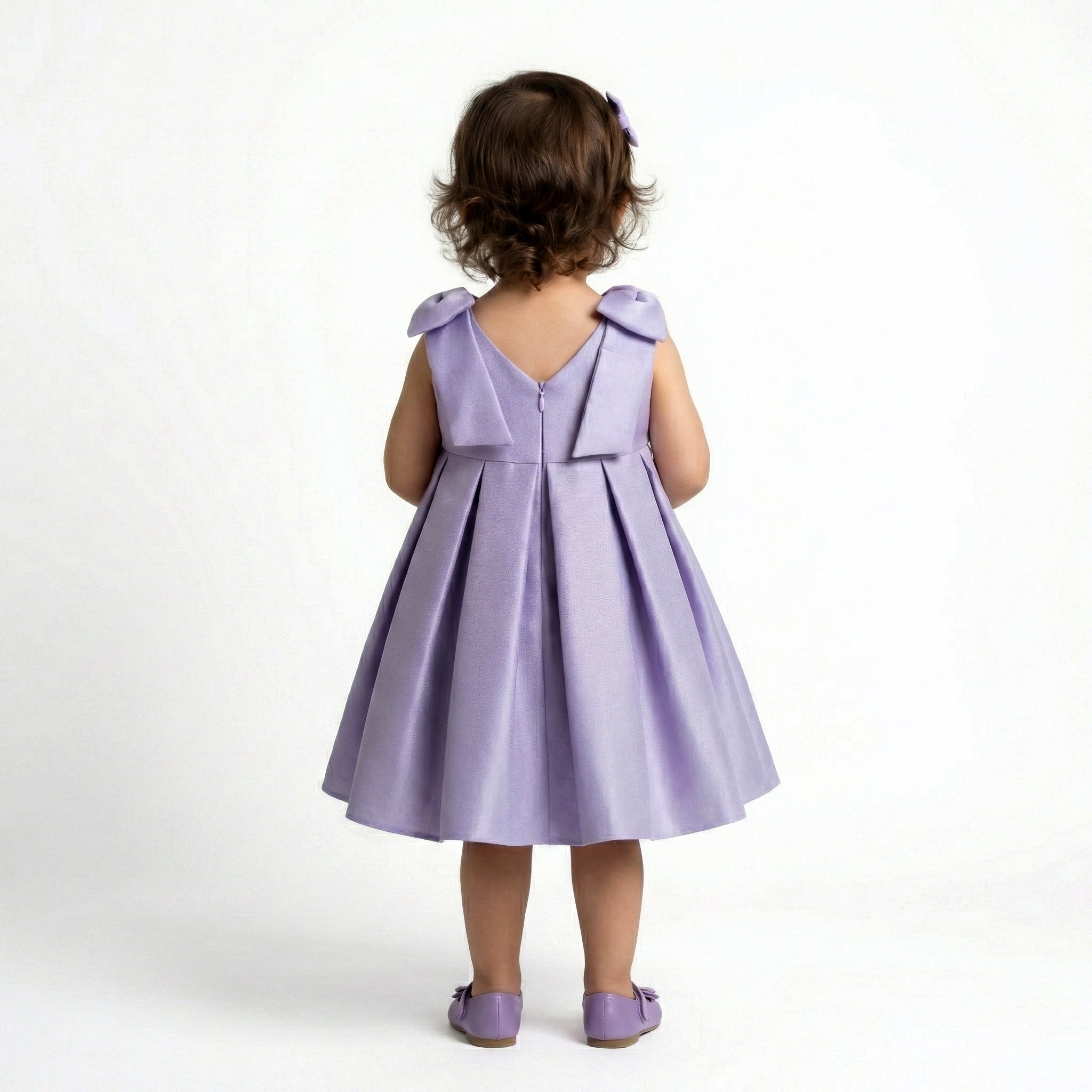 Girls' Satin Bow-Shoulder Party Dress