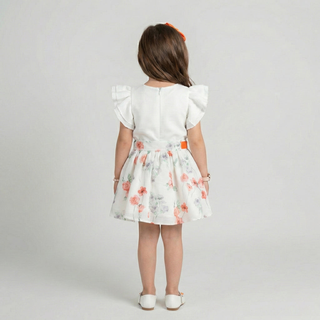 Girls' Whimsical Lace-Bodice Tulle Dress with Scalloped Hem