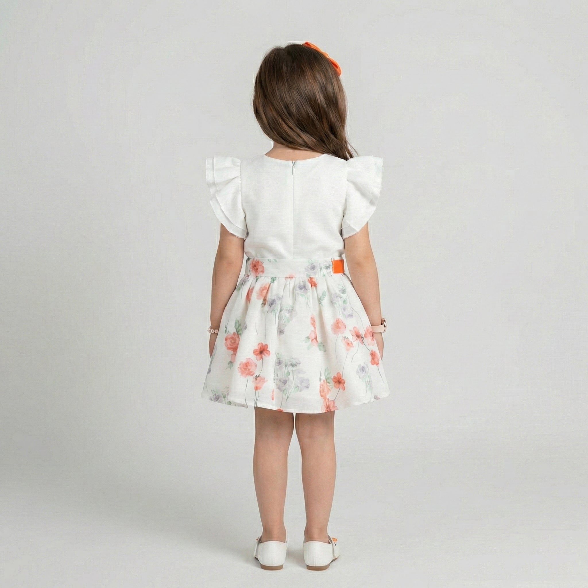 Girls' Whimsical Lace-Bodice Tulle Dress with Scalloped Hem