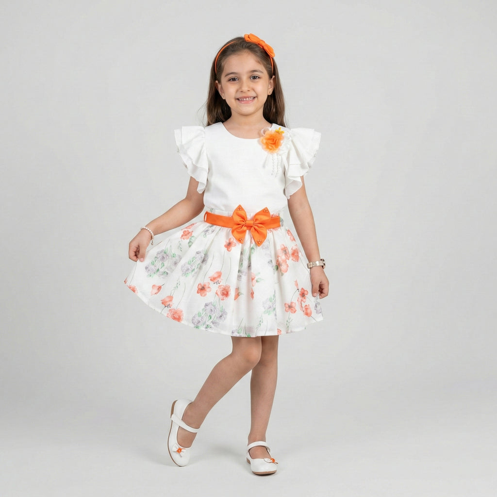 Girls' Sophisticated Lace-Overlay Tulle Formal Gown