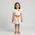 Girls' Elegant Embroidered Tulle Gala Dress with Flutter Sleeves