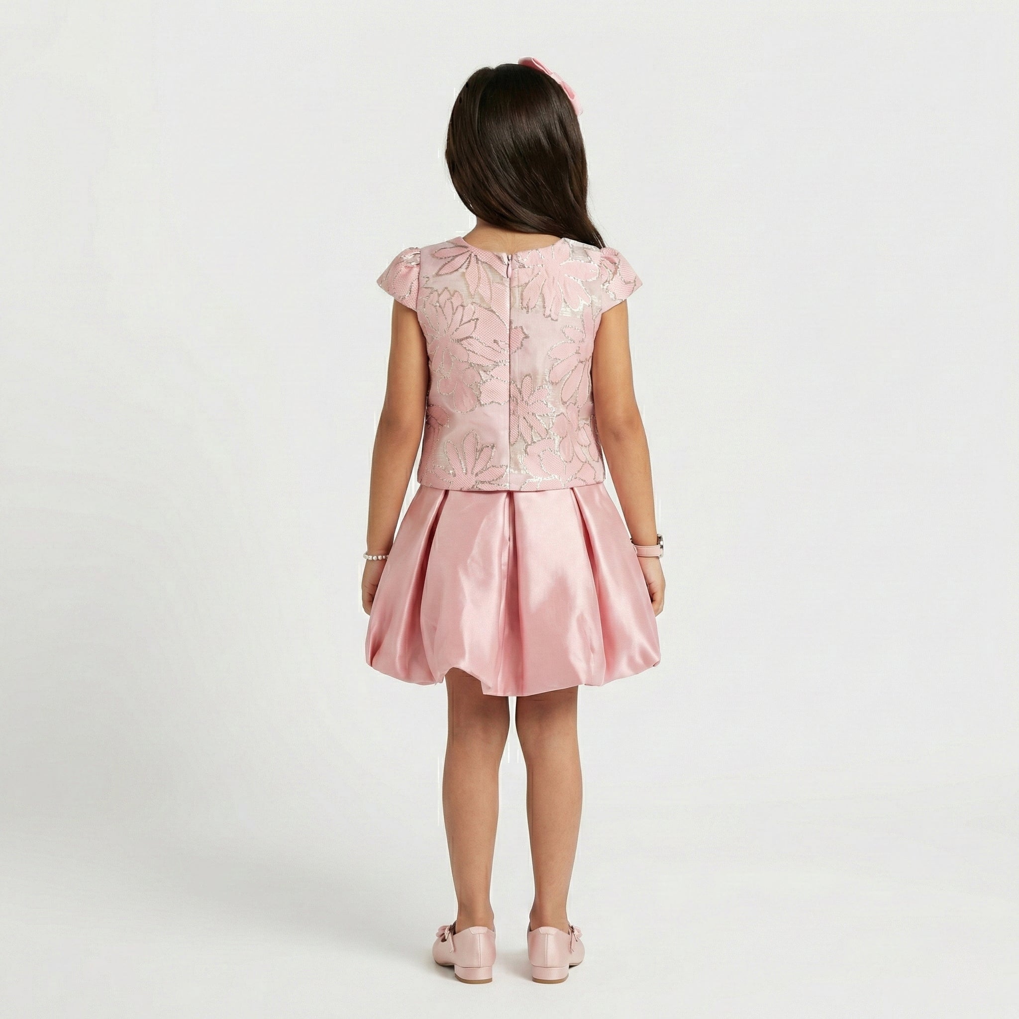 Girls' Sophisticated Tiered Tulle Formal Dress with Bow Waist