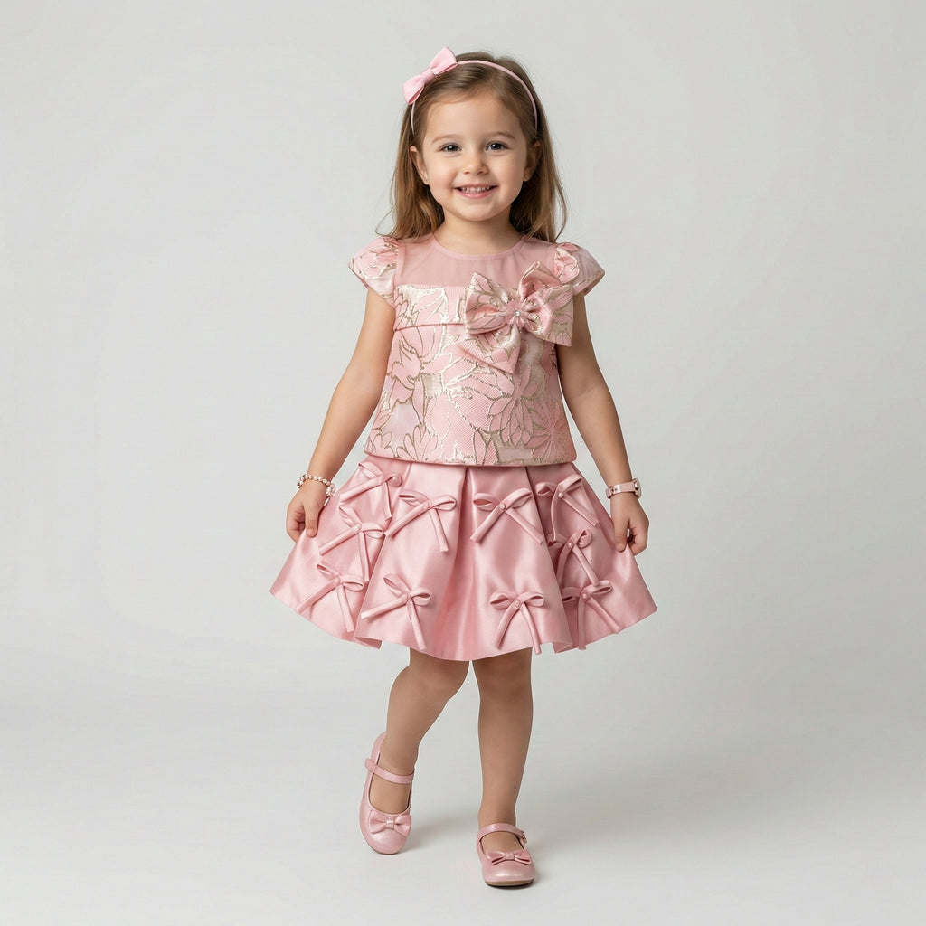 Girls' Whimsical Tiered Tulle Occasion Dress with Satin Accents