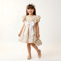 Classic Embroidered Floral Dress with Statement Bow