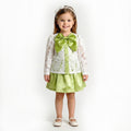 Toddler Girls Floral Lace Top & Satin Skirt – 2-Piece Formal Outfit
