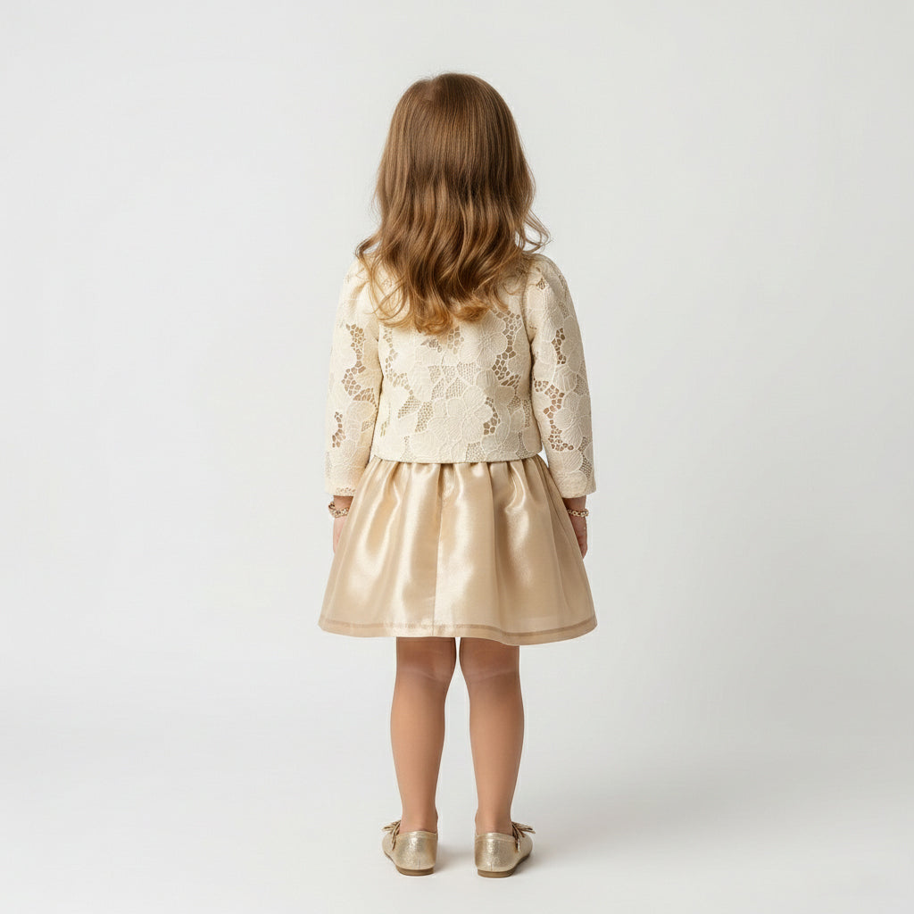 Enchanted Satin Occasion Dress with Crystal Rosette