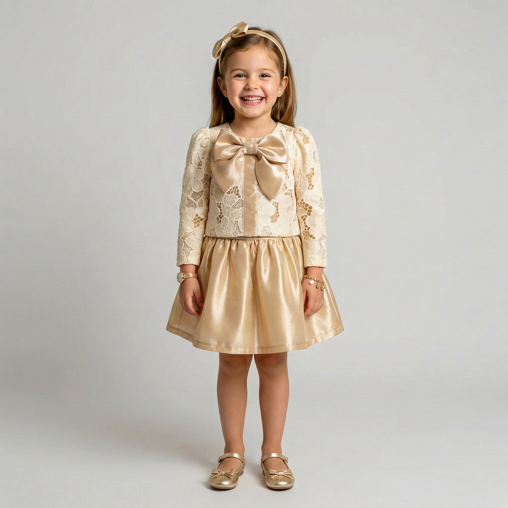 Luxe Satin Party Gown with Crystal Embellished Rosette
